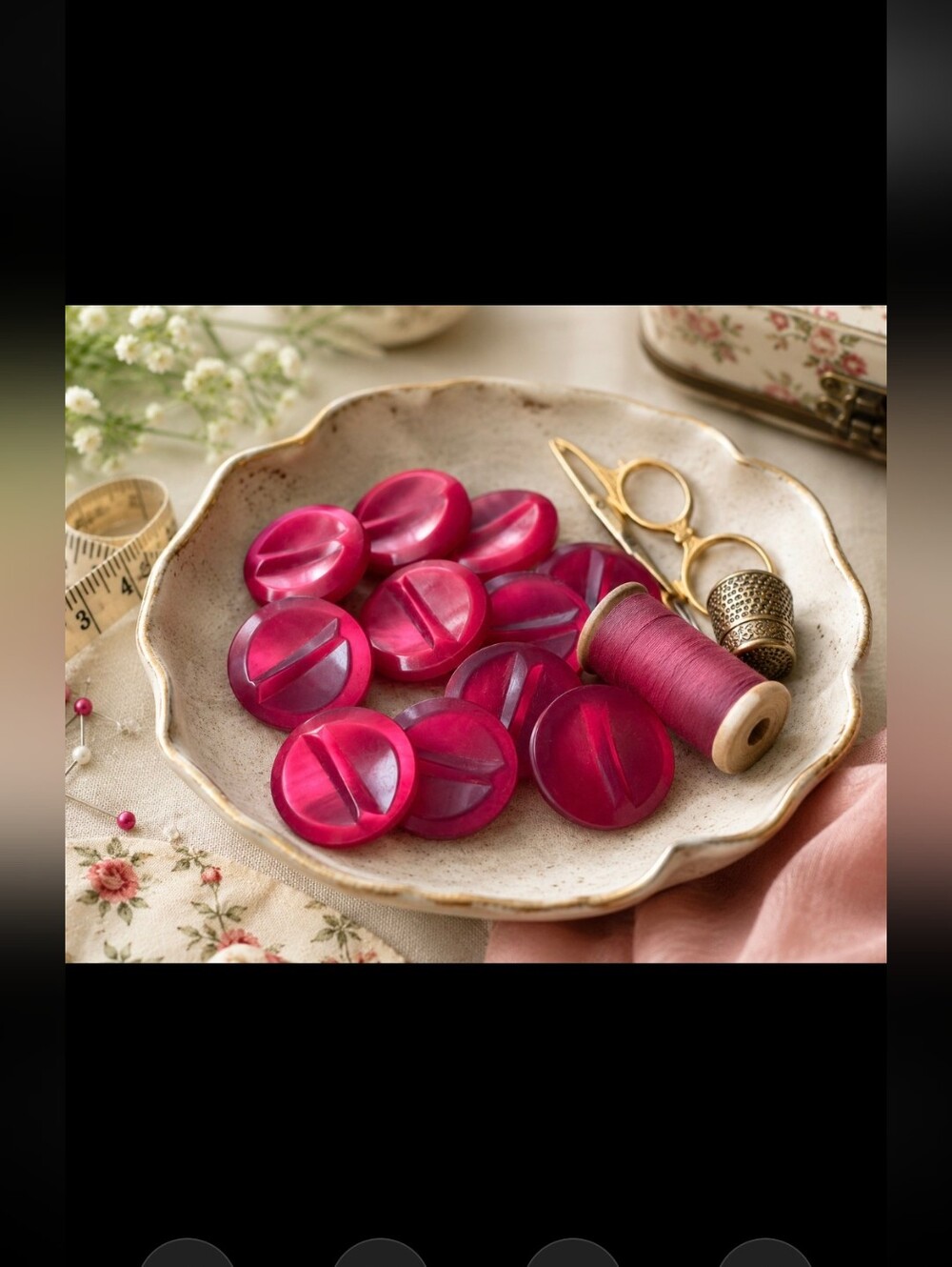 Set Of  12 Unique Garment Sewing Vibrant Pink Wine Colour Plastic  Buttons